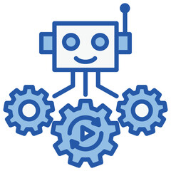 Robotic Process Automation Blue White Icon