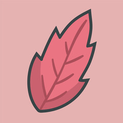 Fototapeta premium single leaf with outline flat vector design.