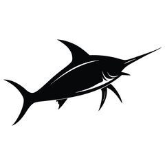 Obraz premium Into the bottom, where the black marlin fish swims.