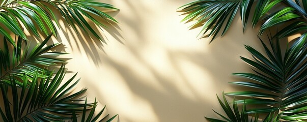 Obraz premium Abstract background featuring palm leaf shadows on a tropical sandy beach