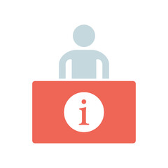 Icon a information desk, isolated against a clean background.