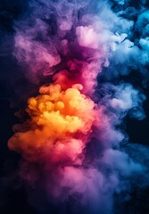 Multicolored and abstract smoke spreading across a bright background, ideal for advertising, design, or as a gadget wallpaper. Neon smoke texture with drifting clouds. Modern design