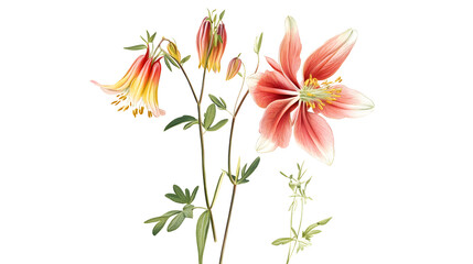 Fototapeta premium Elegant Botanical Art Showcasing a Wild Columbine Flower's Beauty