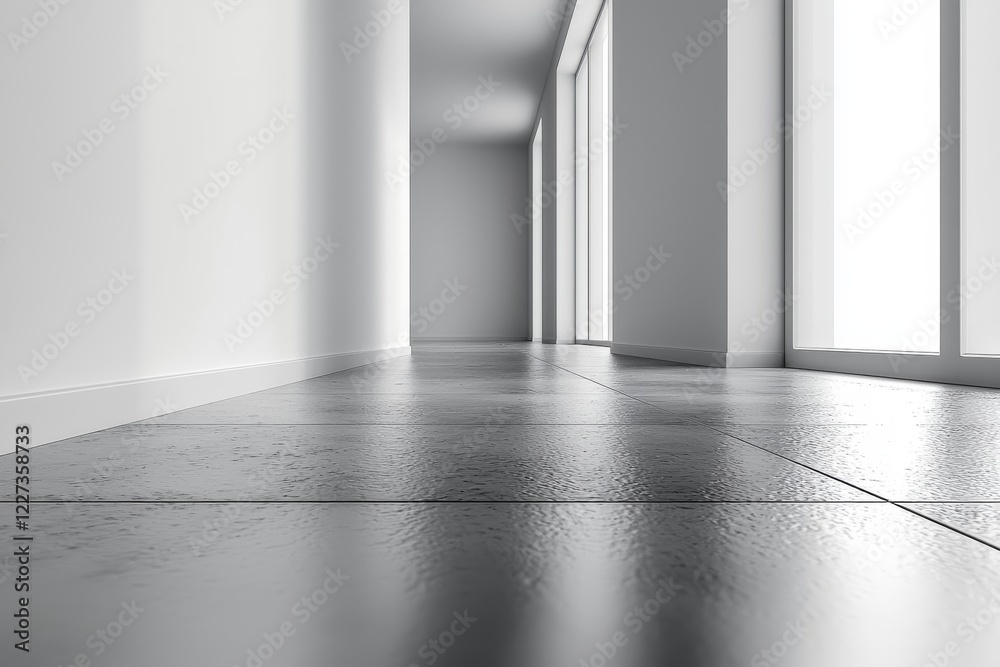 Poster white background with a gradient of a gray empty room studio. paper show patterns are displayed. the