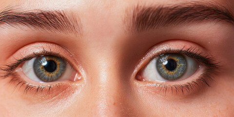 Obraz premium Close-up of Two Human Eyes with Eyebrows