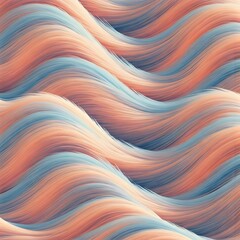 Obraz premium Abstract waves of pastel fur texture in pale orange, sky blue, and blush, AI Generated