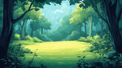Serene Forest Clearing A Tranquil Green Landscape