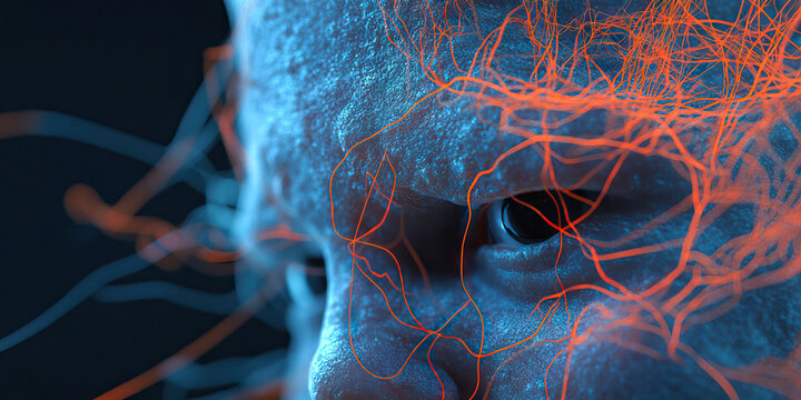 Stylized Human Face with Overlaid Network