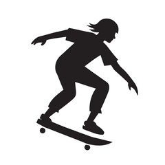 Skateboarder Silhouette Retro Art SVG 