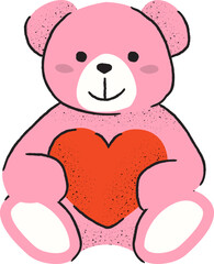 Hand Drawn Illustration of Teddy Bear with Heart