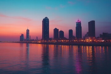 Fototapeta premium Cityscape by Lake