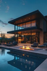 Fototapeta premium House with fire pit