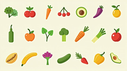 Healthy Organic Food Icons Vector Pack