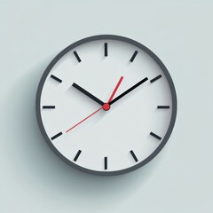 Modern wall clock displaying time with minimalist design in a light background. Generative AI