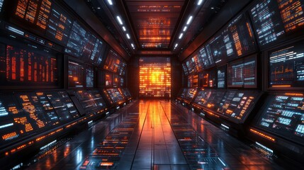Futuristic Control Room: A Digital Spaceship Corridor