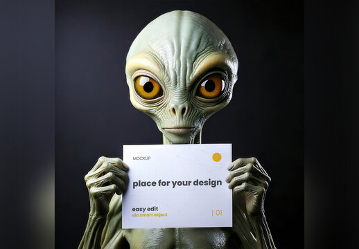 Alien Holding Horizontal Page Mockup