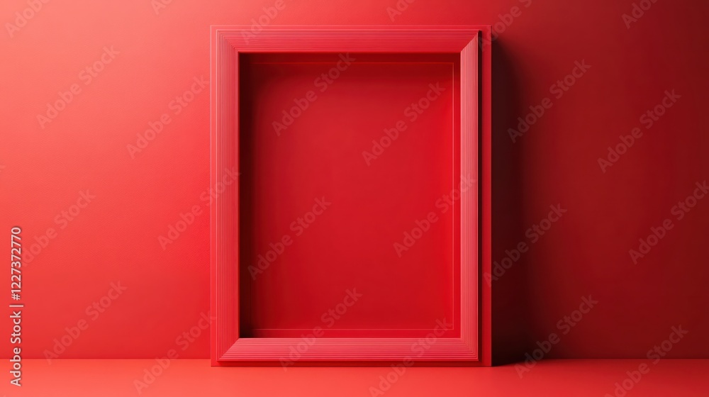 Aufkleber Red frame on a red background with a minimal and modern design for product presentation