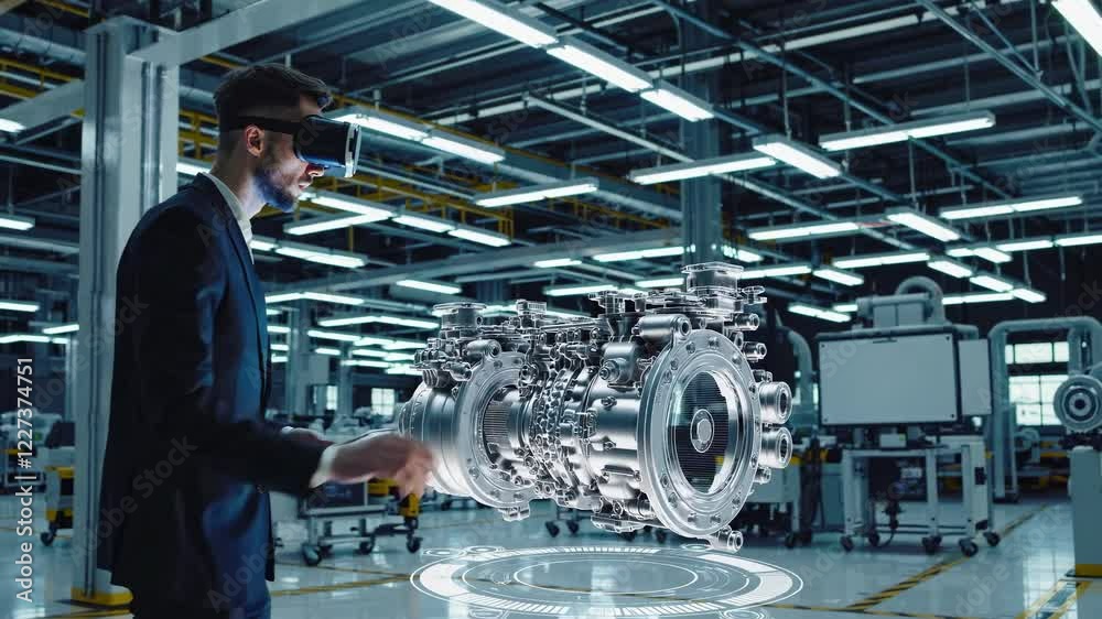 Aufkleber virtual reality enhances industrial design and engineering in a modern factory setting