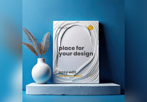 Frame Poster Mockup like Wave Stand Sculpture