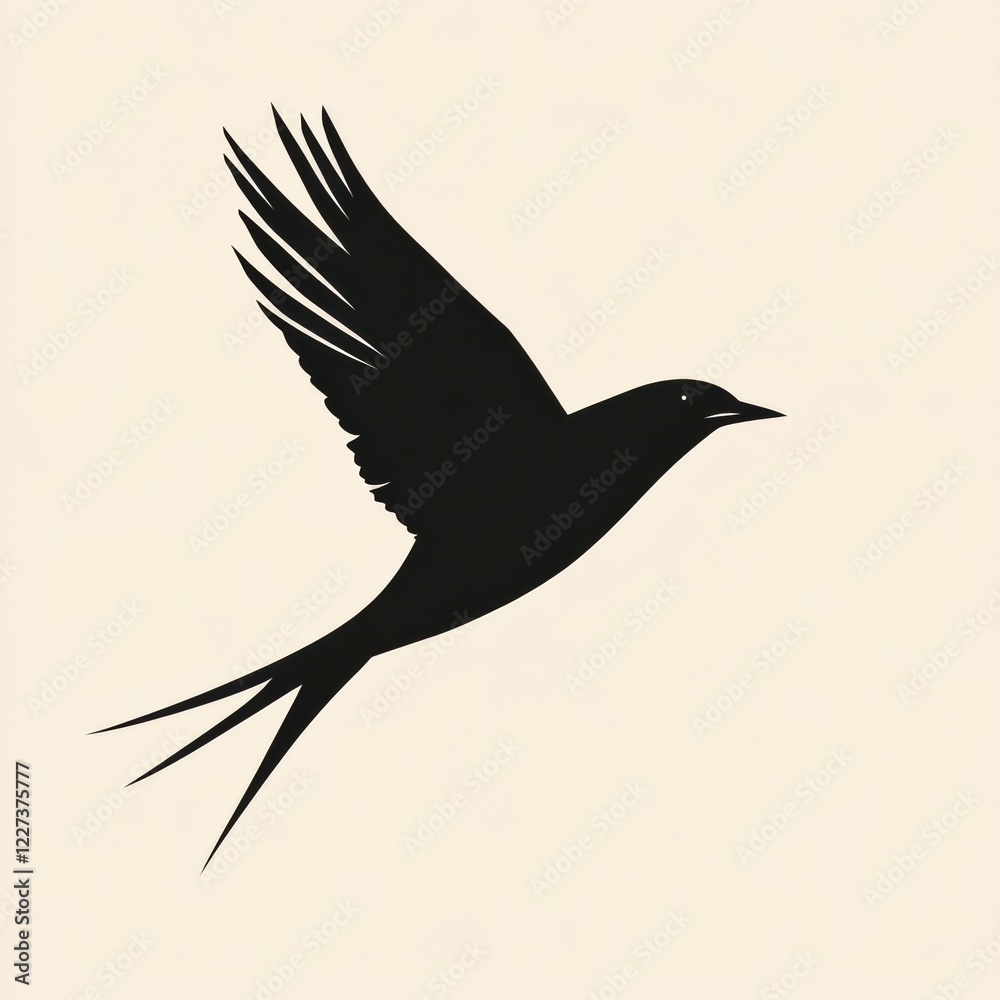 Aufkleber bird in flight with outstretched wings against a plain background showcasing freedom and grace. gene