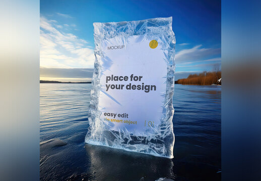 Frozen Page Poster Mockup on Lake