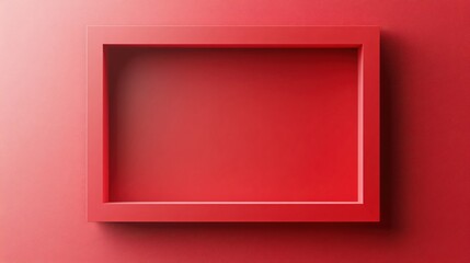 Fototapeta premium Red frame on textured surface with soft lighting creating a modern minimalist background