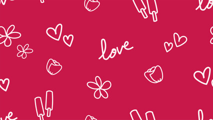 Valentine Day cute seamless pattern. Hand drawn illustration. Perfect for Valentine day event, wrapping paper, fabric, wallpaper, textile