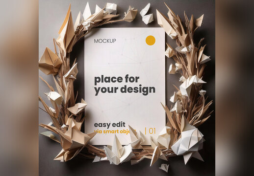 Origami Surround Page Poster Mockup
