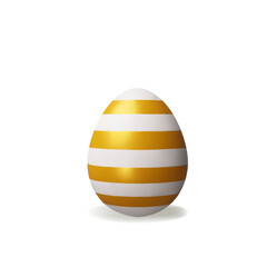3d render gold striped easter egg. Three-dimensional vector illustration for Christian celebration or children hunt, or springtime holiday. Religion traditional ceremony element. ingredient protein