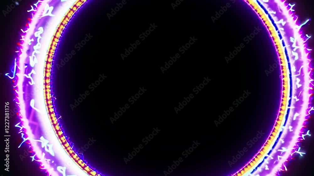 Poster mesmerizing electric energy display over dark backdrop creating surreal circular patterns
