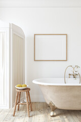 Bathroom interior. Poster mockup. 3d render.