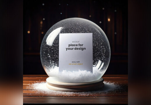 Page Poster Mockup inside Snowball Glass