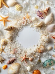 Obraz premium Coastal Decor Frame with Shells and Starfish
