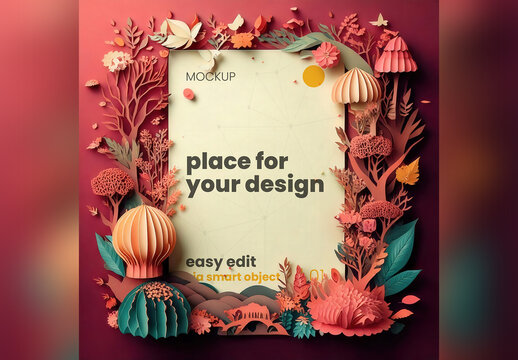 Papercraft Page Poster Mockup 02