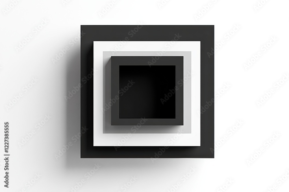 Leinwandbilder Modern geometric design featuring nested square boxes in contrasting colors on a minimalist background. Generative AI