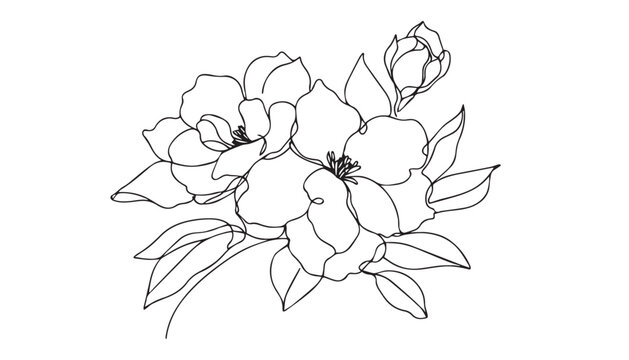 recommend clip art: Continuous one single minimal line drawing Chrysanthemum