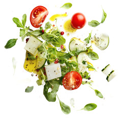 Salad with tomato and cheese on transparent background