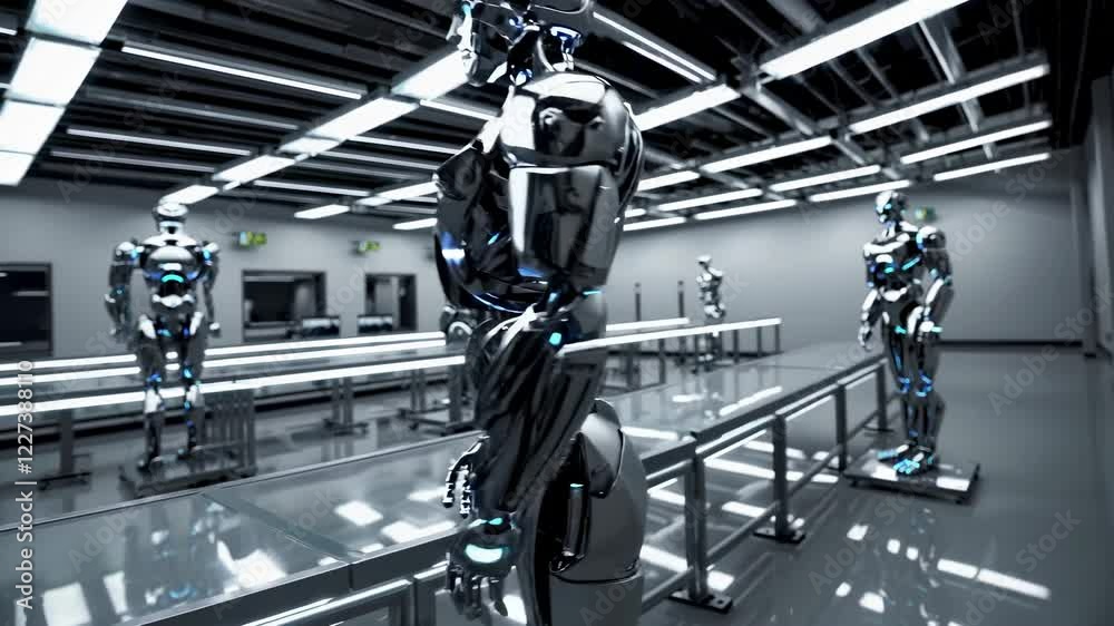 Poster robots displayed in a modern laboratory showcasing advanced technology and design