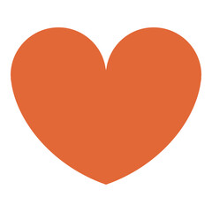 Large orange heart with rounded edges. Ideal for love, kindness, health, togetherness, passion positivity and relationships. Flat color icon. Line metaphor. Simple line icons