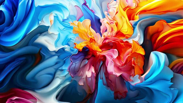 Vibrant Fluid Art with Swirling Colors in Abstract Motion - made with Generative AI