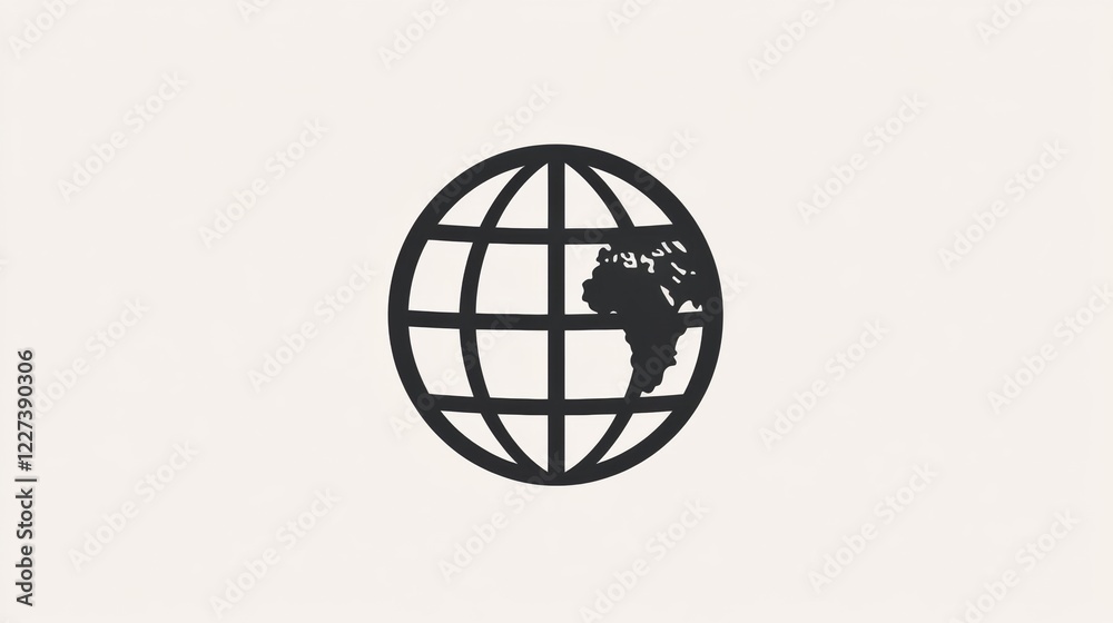 Poster symbol of a globe highlighting africa with a grid pattern in a minimalistic design. generative ai