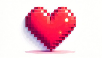 Pixelated Heart: A vibrant, pixelated heart bursts with color and dimension, symbolizing love, affection, and digital intimacy in a modern, nostalgic design.