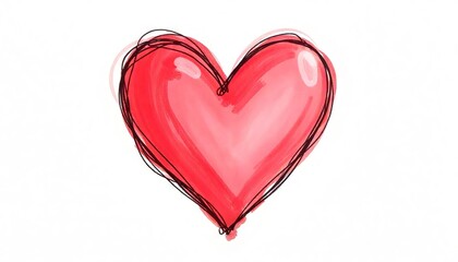 Hand Drawn Red Heart: A simple yet heartfelt illustration of a red heart drawn with a hand-drawn, sketchy style.  The imperfect lines add a touch of personality and warmth.