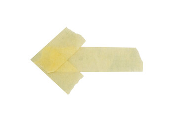 yellow arrow paper tape on white background isolated
