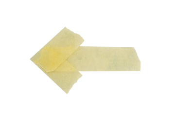 yellow arrow paper tape on white background isolated