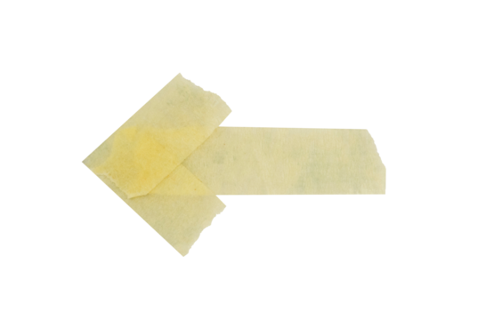 yellow arrow paper tape on white background isolated