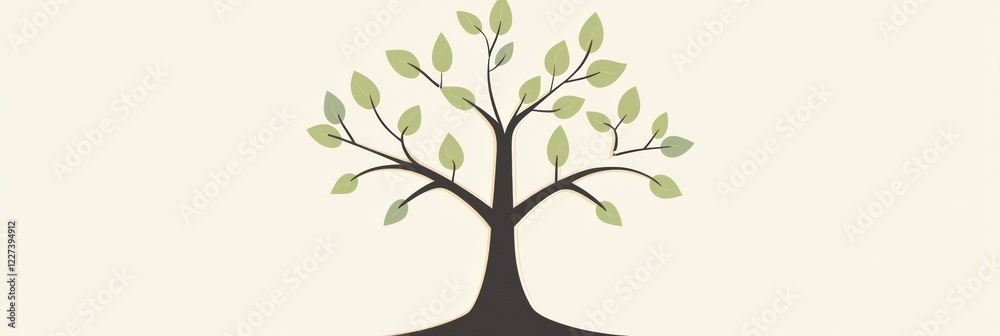Leinwandbilder symbolic tree icon featuring branches and leaves representing growth and nature in a simple, minimal