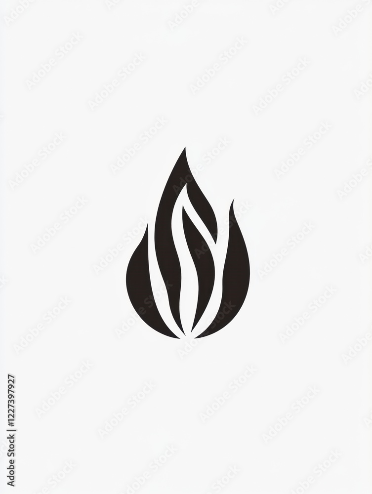 Poster stylized black flame icon designed for decoration, branding, and artistic use in various contexts. g