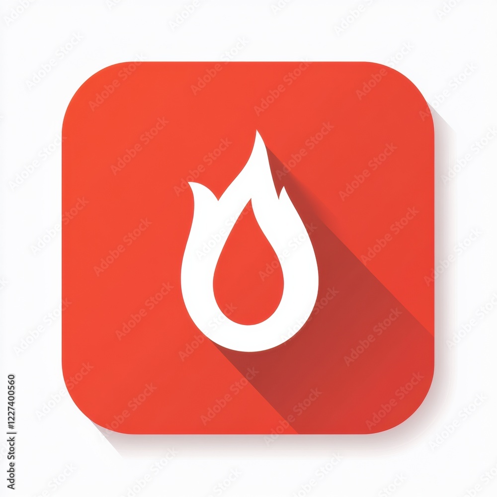 Poster Flame icon symbolizing warmth and energy in a minimalistic design with vibrant hues. Generative AI