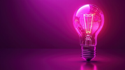 Glowing lightbulb surrounded by swirling neon ideas symbolizing